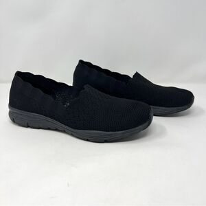 Skechers Women’s Seager Flats Black size 10 in Excellent Preowned Condition